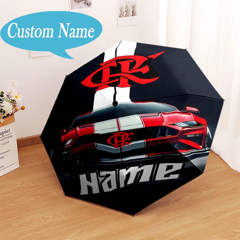 Custom Name Spirit Flamengo Umbrella Folding Umbrella, Automatic Umbrella - 8-Frame for Travel, Casual Lightweight Personalized Gifts