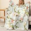 Plush Flannel Fleece Throw Blanket Soft & Warm Floral Design, Machine Washable, Cozy for Home Bedroom Sofa Office, Halloween Christmas
