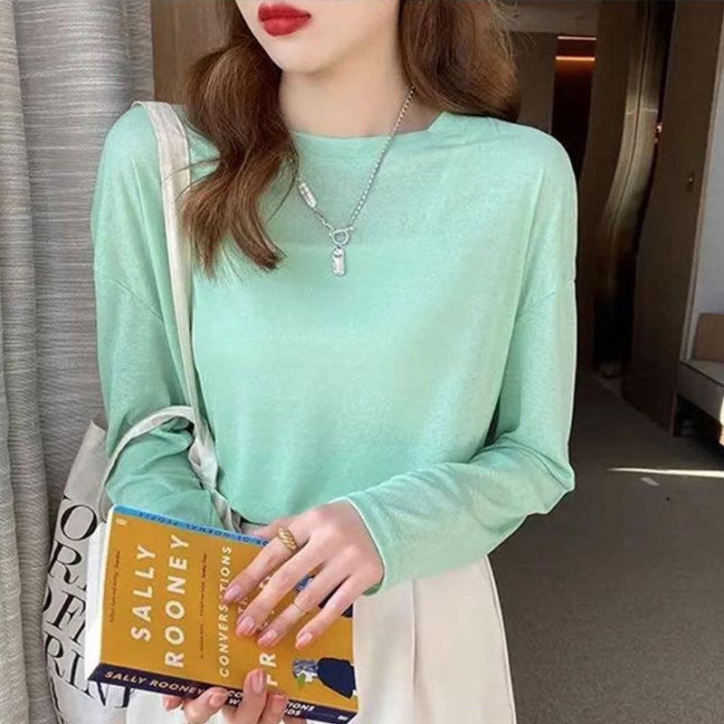 Chiffon Shirt Sunscreen Clothing Women's Summer Thin Loose Pullover Ice Silk Knitted Air-conditioning Mesh Blouse Clothing