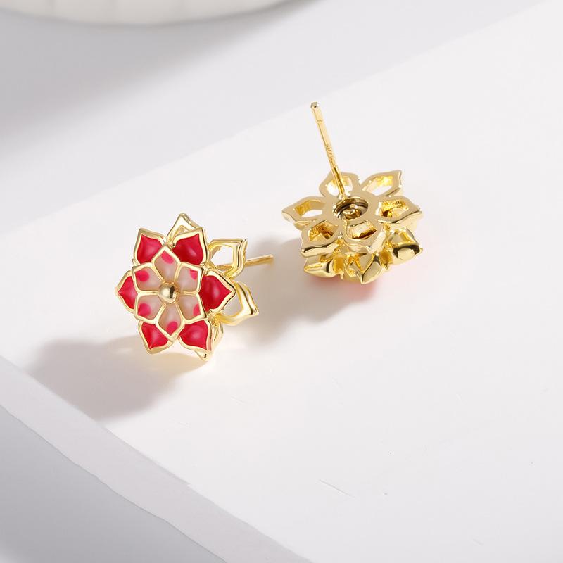 

Корейская и японская версия модных женских сережек-гвоздиков с цветком пиона, вращающиеся серьги-капли с клеем Cold Wind