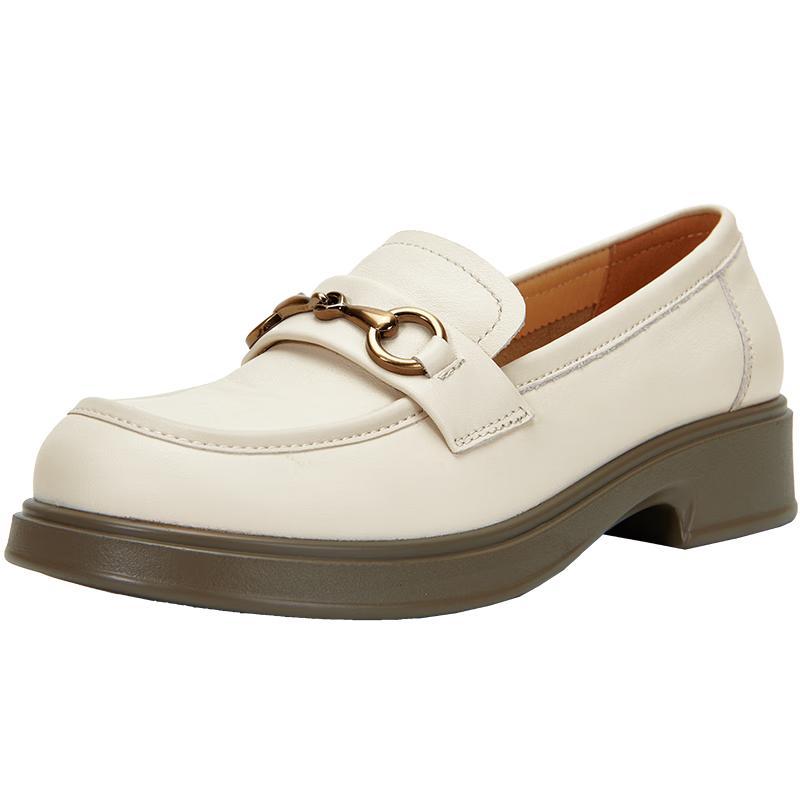 Baitiansen Women's Leather Thick-Sole Horsebit Loafers