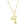 Cross Star Moon Luxurious Diamond Necklace for Women - Versatile Clavicle Chain in Titanium Steel