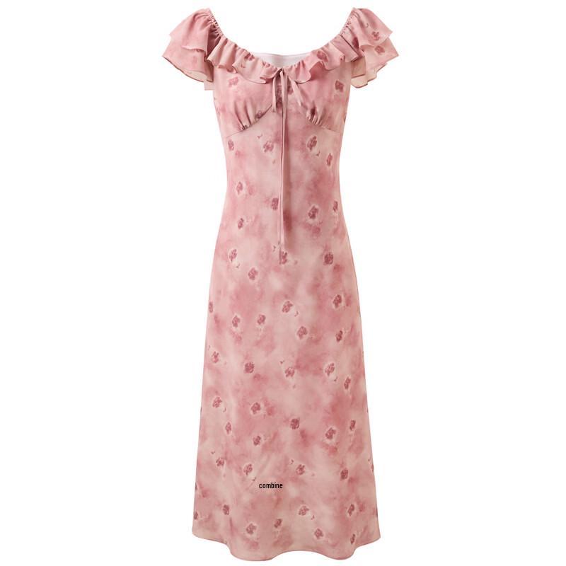 Women's Floral Ruffle A-Line Maxi Dress