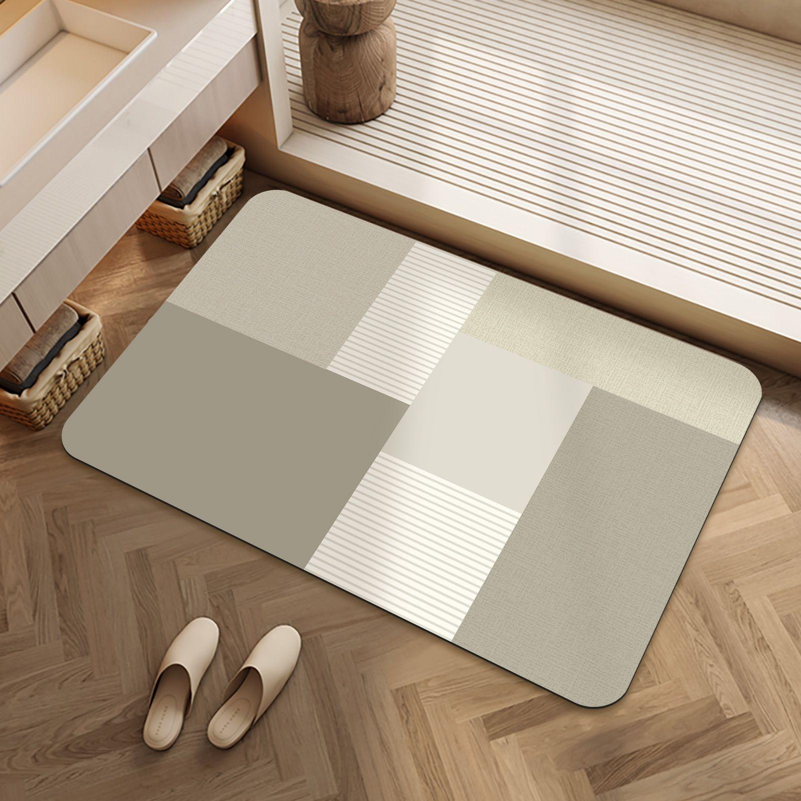 Kieselgur-Fußmatte Wabi Windlinie Toilette Badezimmer Wasserabsorbierend Schnelltrocknend Fußmatte Haushalt Toilette Rutschfeste Fußmatte 40X60cm 15.7X23.6in