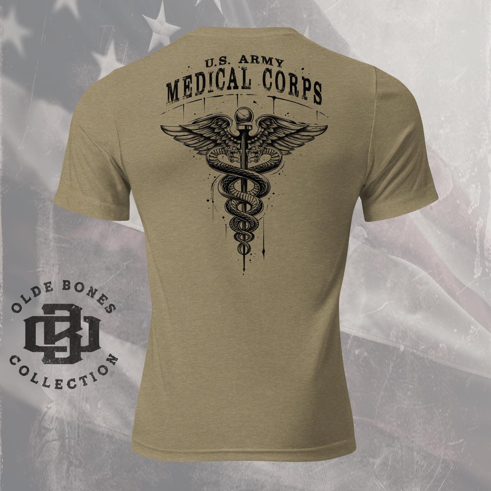 Tri-Blend Olive Army Medical Corps Insignia Military T-Shirt 3XL