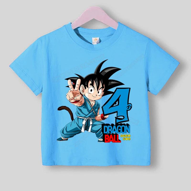 Dragons Ball Boy Number Cotton T Shirt Anime Kids Birthday Clothes Toddler Short Sleeve Tee Shirts Summer Cartoon Children Tops