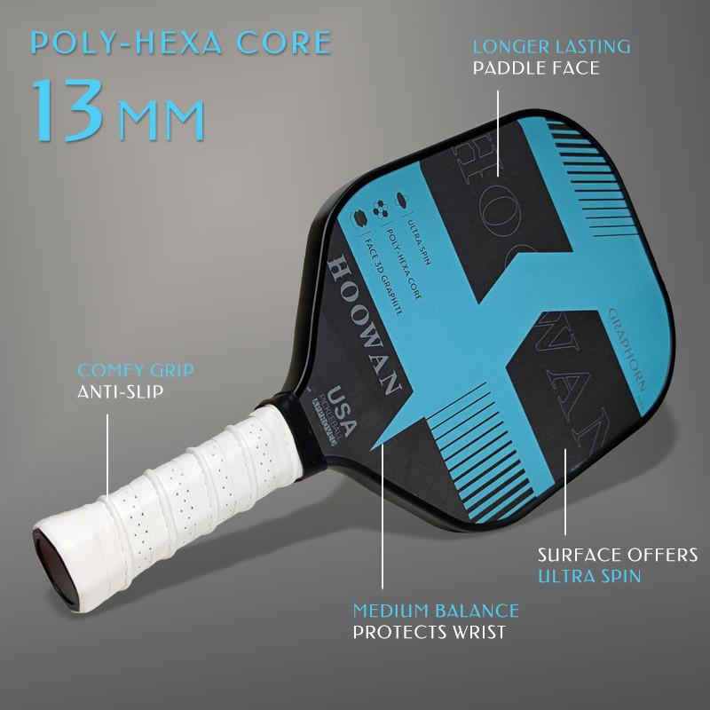 HOOWAN GRAPHORN Pickleball Paddle Carbon CFS Polymer Honeycomb Core 13MM Pickleball Racket with Cover