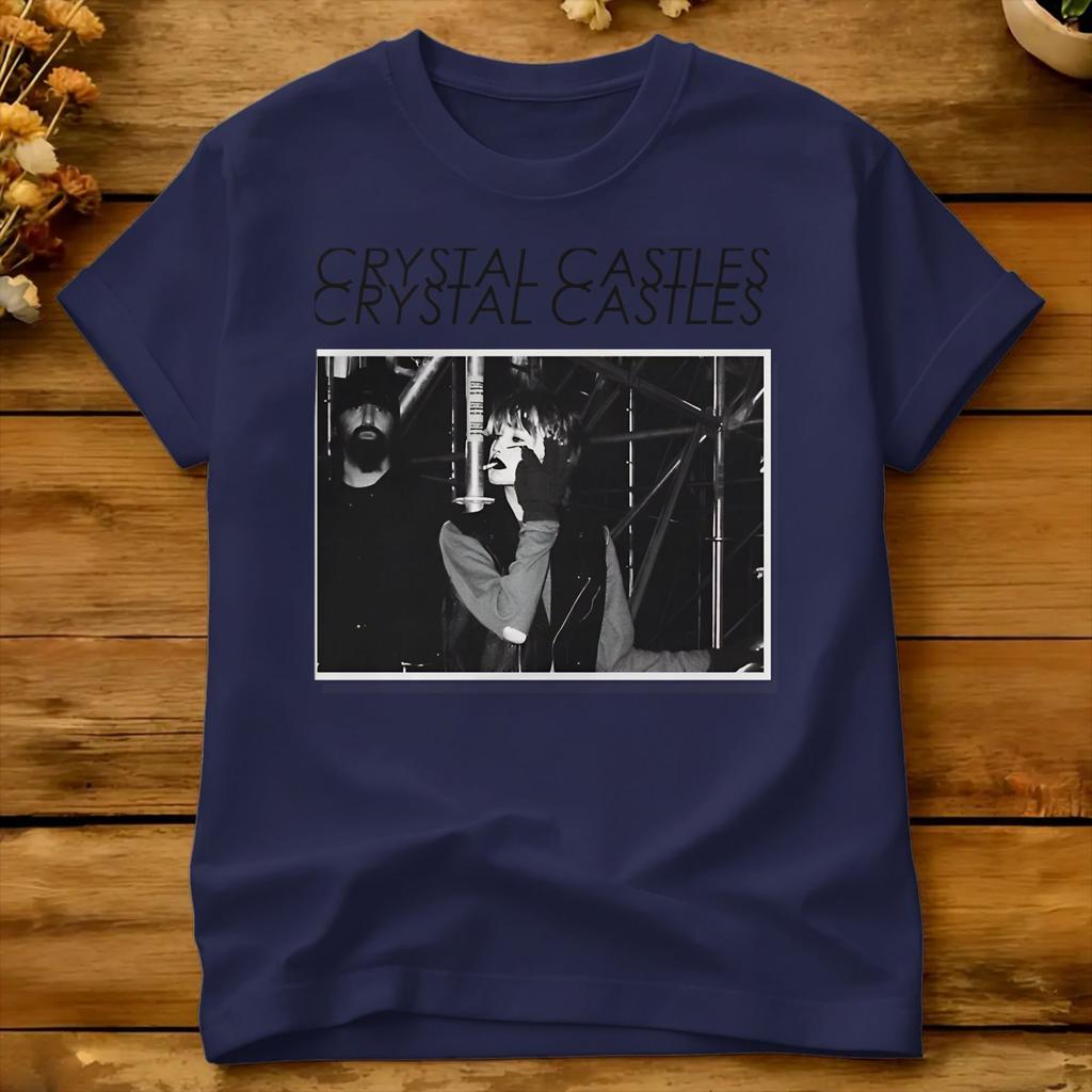 Crystal Castles Retro T Shirt Hippie Tshirts Short Sleeves Streetwear Tshirt Beach 100 Cotton Oversized Tees
