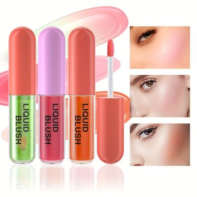 3-farbiges, leichtes und atmungsaktives flüssiges Rouge, wasserfest und lichtecht, geeignet für unerfahrene Frauen