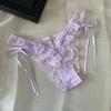 Mesh Ruffle Floral Bowknot Panties Bow Ribbon Underpants Lace Flower Transparent Briefs  Lady