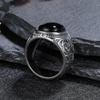 Natural 10*15mm Big Black Agate Stone Vintage Ring For Women Men Lover's Luxury  Party Marcasite Jewelry Party Gifts
