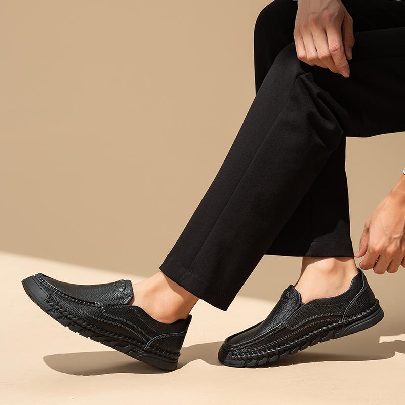 Fashion Autumn All-match Loafers Beef Tendon Sole Slip-On Genuine Leather Shoes Fashion Casual Shoes Business Men's Designer Men's Shoes