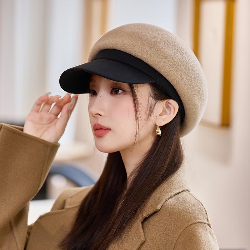

Versatile duck tongue beret autumn and winter hat women s warm painter hat big head circumference newsboy hat average size