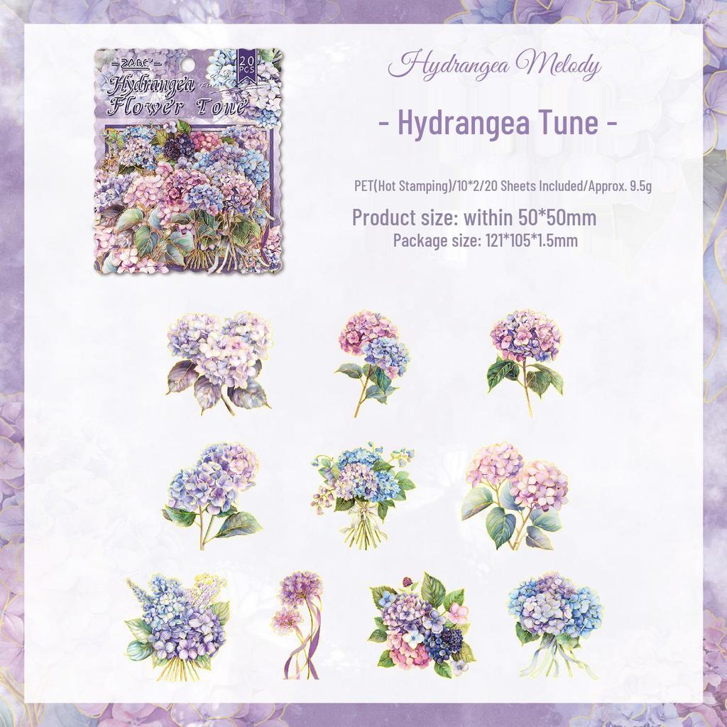 ZABC Flower Sea Dream Die-Cut PET Hot Stamping Sticker Pack - 20 Sheets of Floral Theme Stickers