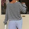 Damen Freizeit Gestreifter Strick Langarmshirt Lockerer Sitz Tief angesetzte Schultern Pullover Pullover Leichtes Weiches Stoff Oberteil für den Alltag