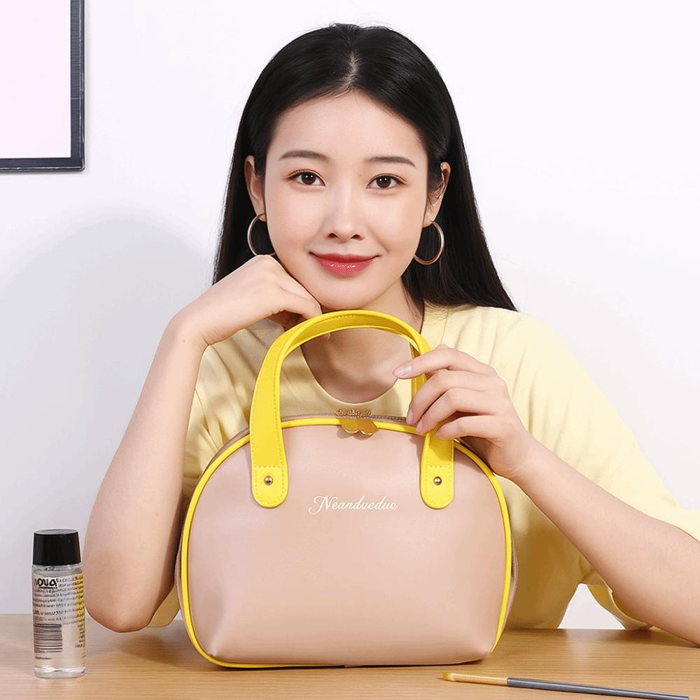 Storage Container PU Cosmetic Bag Large Capacity Washing Bag Portable Handheld  Make Up Bag  Girls
