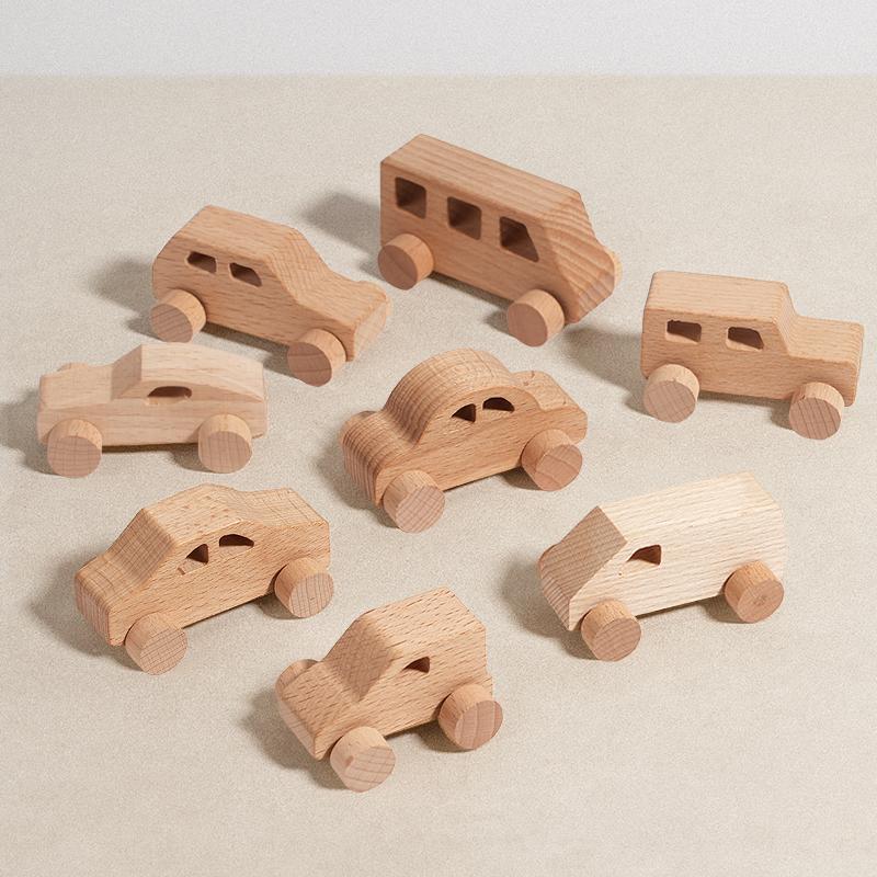 8 Stück Kleine Holzautos, Greifübungsspielzeug, Geschenk für Kinder