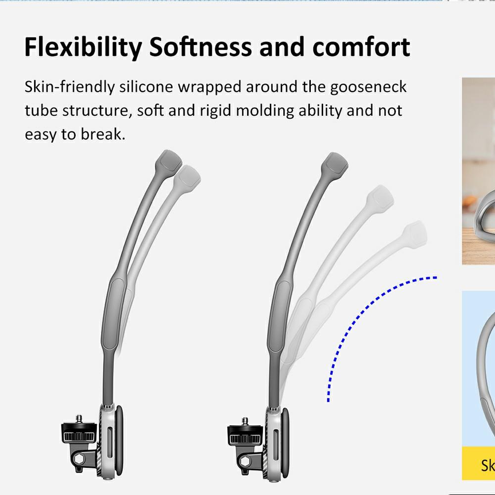 SCS-NH001 Magnetic Neck Holder with Phone Clip,1/4 Adapter for Action Camera,Phone,Hands Free Neck Mount