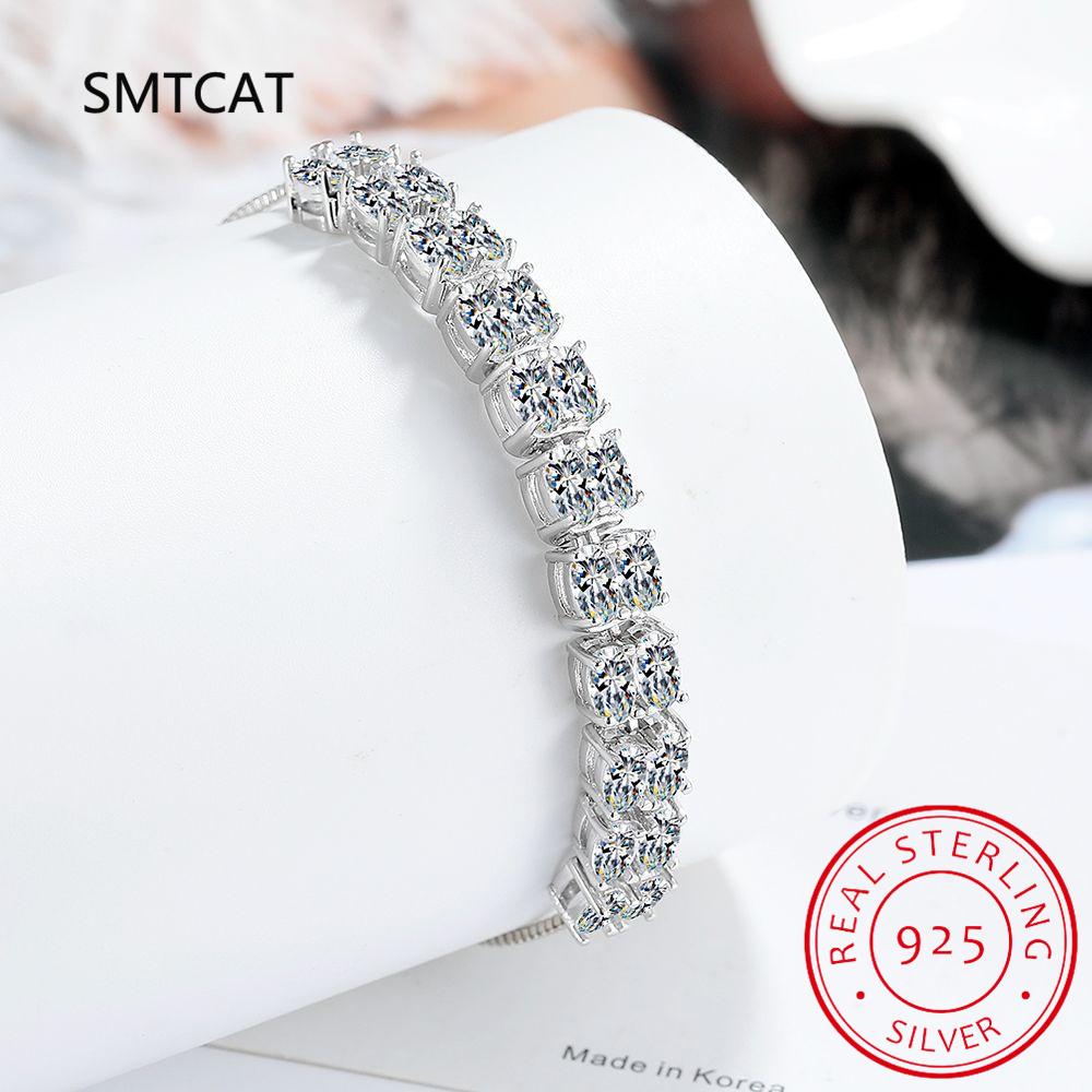 6mm Moissanite Tennis Bracelet On Hand 925 Silver Lab Created Diamond Adjustable Bracelets For Woman