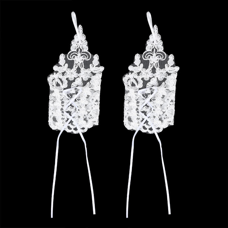 Elegant Lace Bridal Fingerless Gloves Women Fashion Short Gloves for Wedding Party Opera Prom Halloween