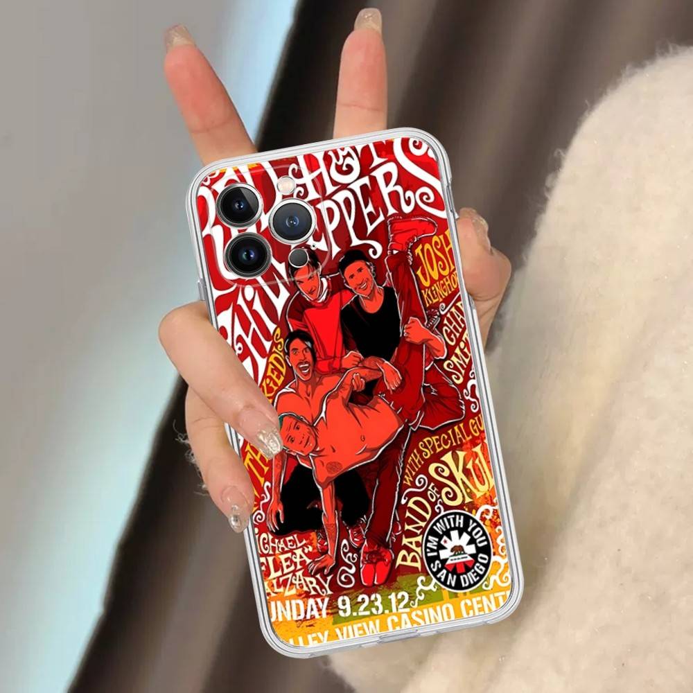 Red Hot Chili P-Peppers Band Transparent Phone Case For IPhone 17 Air 16 Pro Max 15 14 13 12 11Plus Shockproof Cover