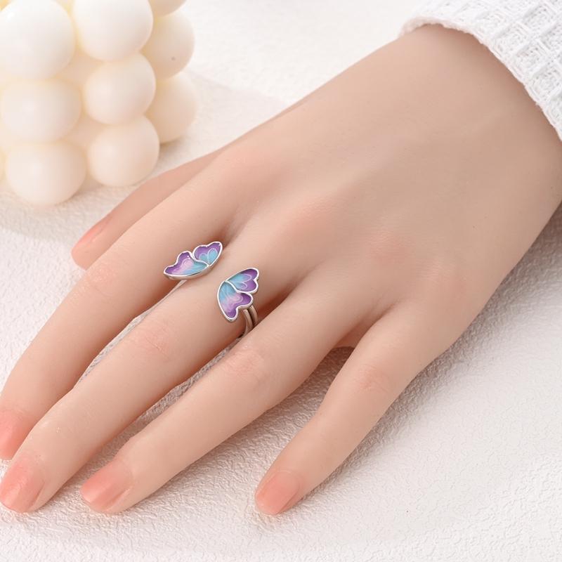 Free Size 925 Sterling Silver Ring Butterfly Sun Moon Sunflower Crystal Original Adjustable Rings for Women Wedding Jewelry Gift