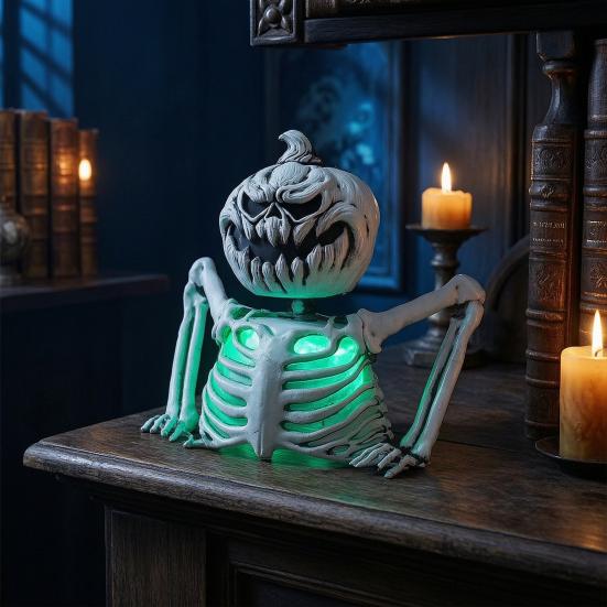 Halloween Skeleton Decoration Haunted House Decor Night with Green Light Yard Art Terror