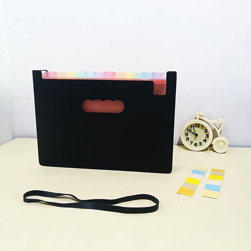 A4 Student Test Paper Clip A5 Organ Bag Multi-Layer Vertical Organ Folder Document Storage Clip Bill Organ Bag [A4 Large] 13-Frame Color Label Paper|Straps