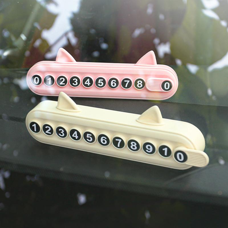 Temporary Parking Telephone Number Card Temporary Parking Plate With Cat Ear Parking Number Plate For Cars