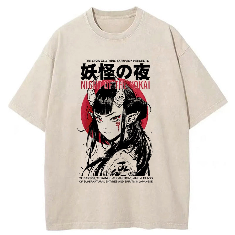 Hip Hop Men Streetwear Vintage Washed T-Shirt Anime Graphic T Shirt Men Harajuku Cotton Casual Short Sleeve Loose Vintage Tops