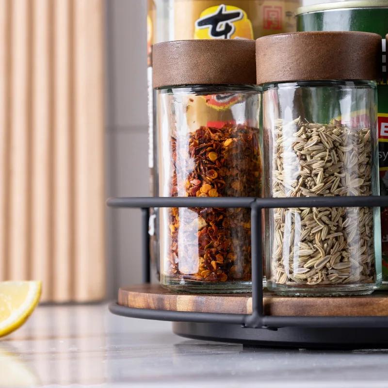 360 Degree Rotating Lazy Susan Turntable Versatile Rotating Storage Rack Round Wooden for Home Kitchen Pantry
