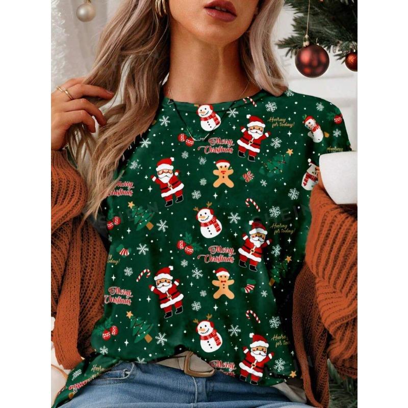 Fashion Hot Sale Christmas Halloween Double Series 3D Printed Women's Trend Crew Neck Loose Short Sleeve T-Shirt