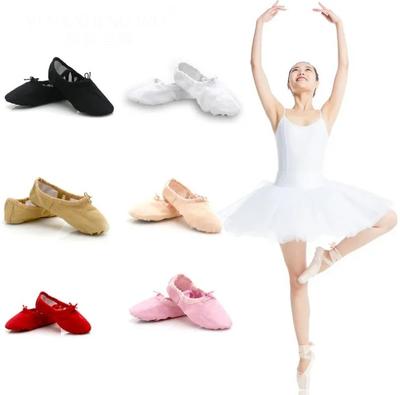 Girls Ballet Dancing Shoes Canvas Soft Sole Ballet Dance Slippers Child Dance Practise Shoes for Kids Pointe Dance Shoes