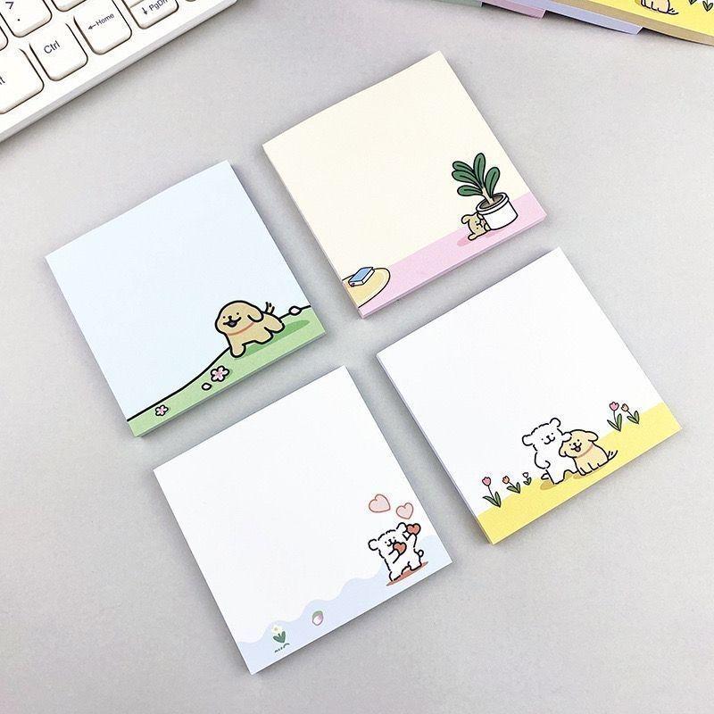 Puppy Cartoon Sticky Notes: Cute Adhesive Notes for Students Mixed Set - 4 Books