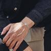 Men's Cuban Chain Bracelets with Circular Pressing Button,Waterproof Stainless Steel Chain Links Wrisbtand,Casual Jewelry Gifts