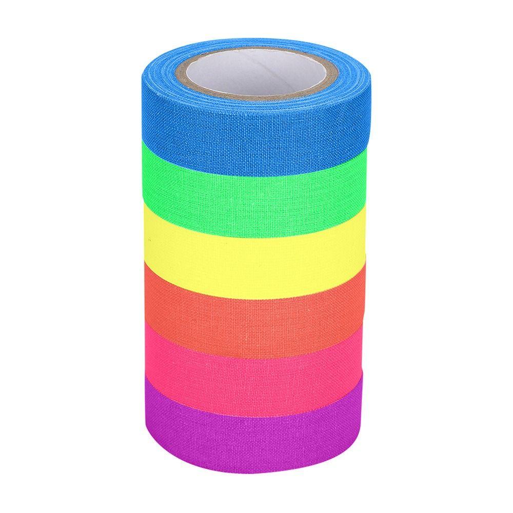 6PCS High Viscosity Fluorescent Cloth Tape Multi-Color Neon Gaffer Tape Luminous Tape  Floor Marking