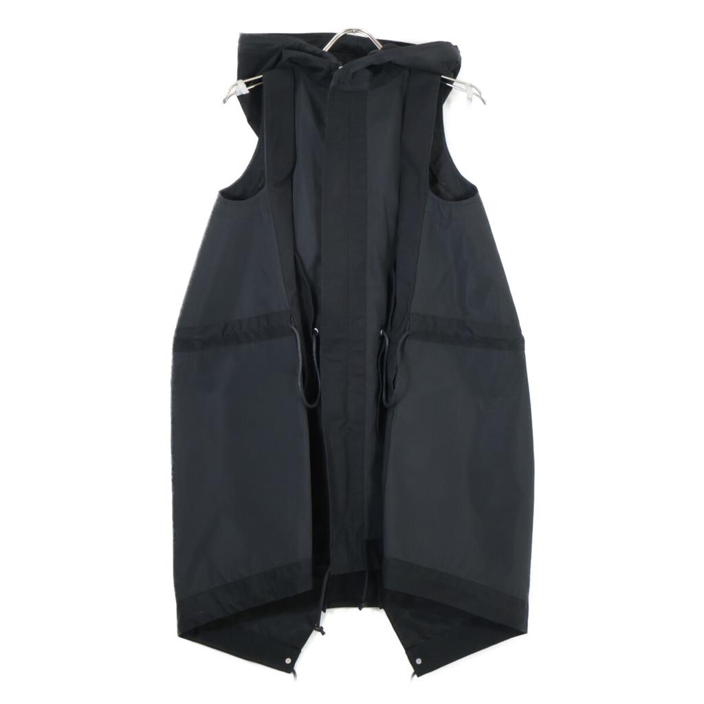 Sacai 24-07215 24 Edelstahl Schwarze Taft Blouson Militär Kapuzenweste Jacke Best 1 schwarz Gebraucht