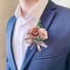 Knopflöcher Blumen Künstliche Weiße Rosen Seide Korsage Trauzeugen Knopflochblume für Männer Hochzeitsaccessoires