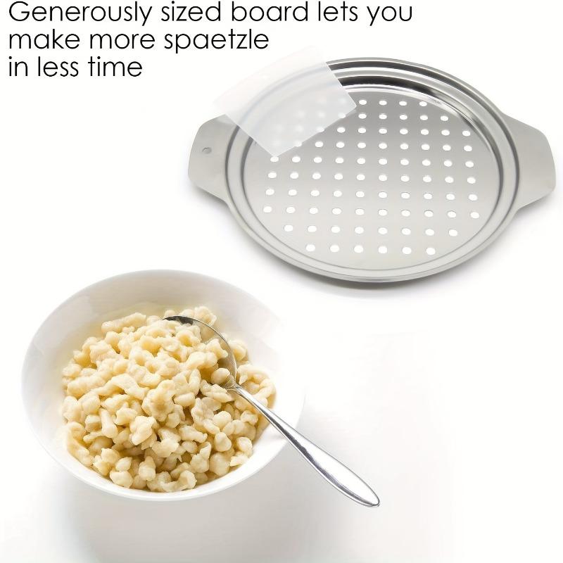 Stainless Steel Spaetzle Maker Lid with Scraper Traditional German Egg Noodle Maker Pan Pot Spaghetti Strainer