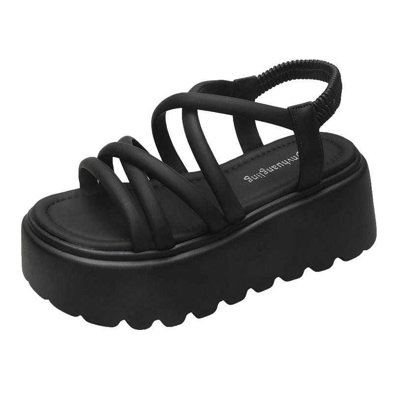 

Босоножки женские модные летние новые маффины крест с платформой женская обувь римский стиль босоножки для ног 34 чёрный