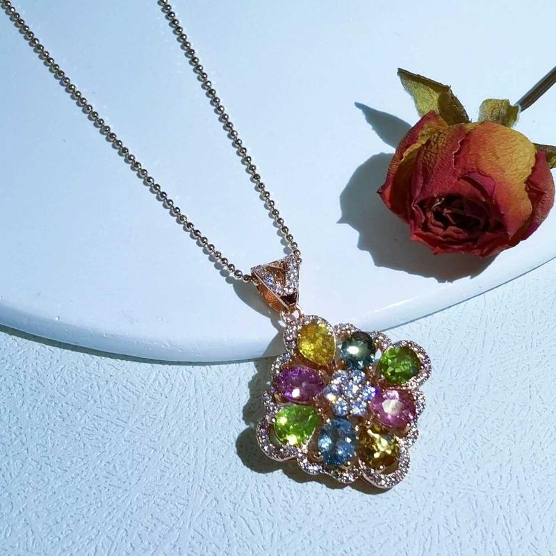 Sace Gems S925 srebro 4*5MM naturalny turmalin wisiorek naszyjniki dla kobiet zaręczyny imprezowa, koktajlowa piękna biżuteria