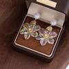 Summer Colorful Pearl Flower Pendant Earrings, Small Fresh Fashion High Sense Sweet Resin Earrings