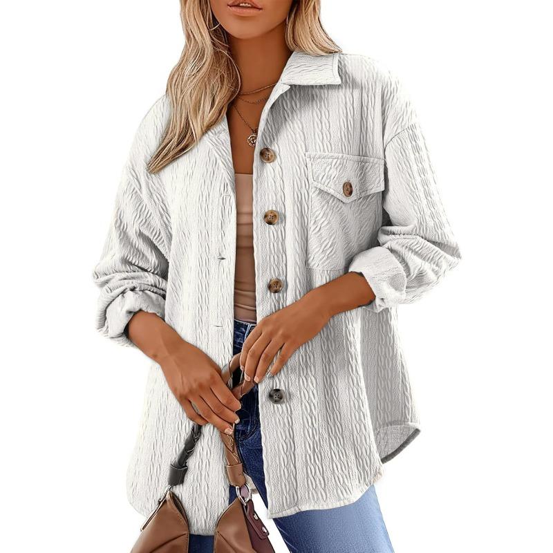 Women's Fashion Casual Solid Color Print Autumn Winter Long Sleeve POLO Neck Jackets & Coats