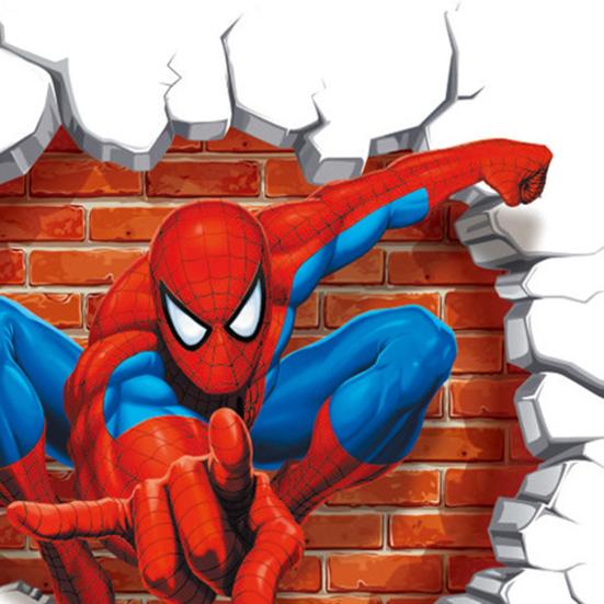 Wall Sticker Cartoon 3D Effect Spiderman Decorative Wall Decal Home Decor Gifts for Kids Rooms