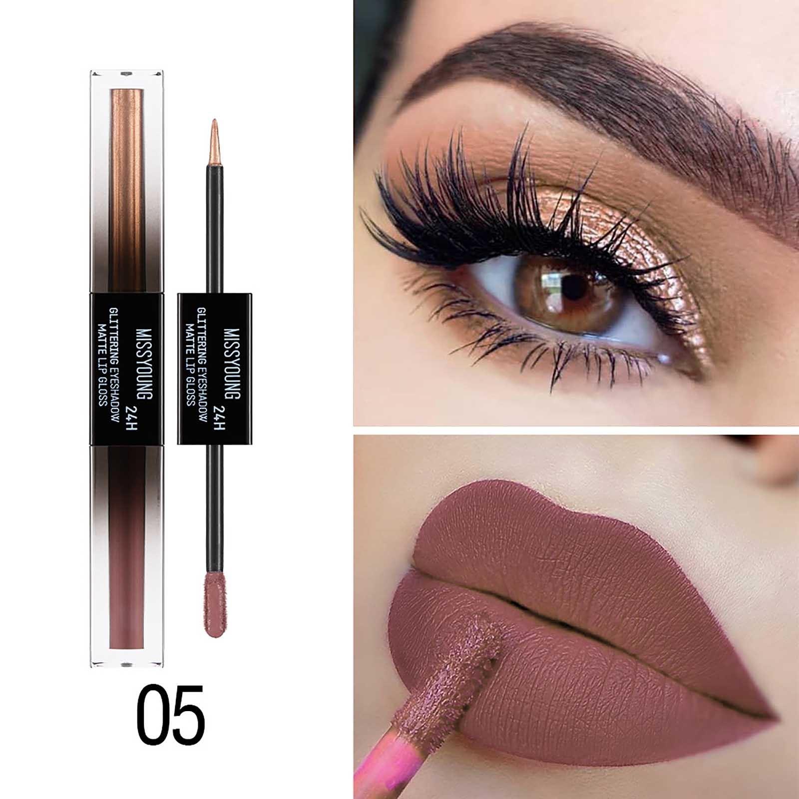 

Double head eye shadow lip gloss Lip Gloss pearl eye liner
