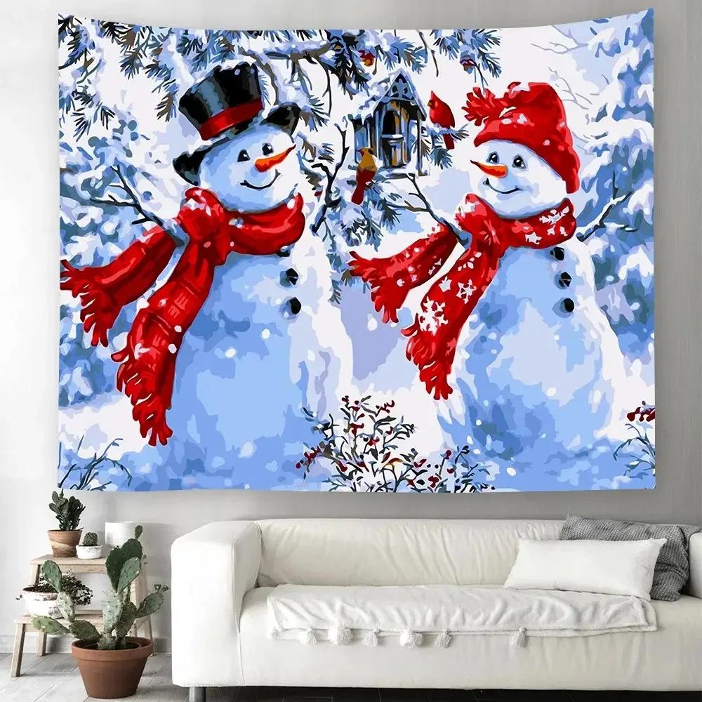 Christmas Pattern Tapestry Home Bedroom Living Room Wall Decoration Christmas Theme Tapestry
