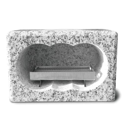 Incense Burner for Graves, Made of High-Quality White Granite, with Stainless Steel Incense Dishes. No Installation Required. Easy Installation. Dimen
