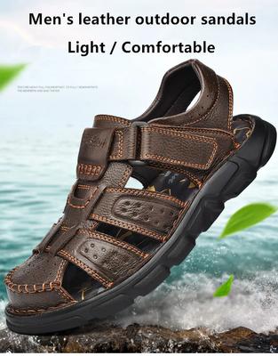 Fashion Genuine Leather Casual Shoes for Men High Quality Classic Sandals Summer Outdoor Walking Men Sneakers Breathable Sandals