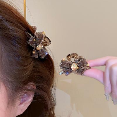 Diamond-studded Bow Small Hairpin Feminine Bangs Small Grab Clip Side Broken Hairpin Shining Decoration Styling Hairpins