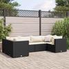Vidaxl 6-Cz. Garden Lounge Set, Cushions, Black PE Rattan
